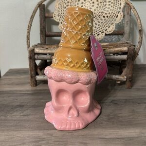 HERE LIES SUMMER Pink Skull Ice Cream Cone Halloween Summerween Viral Decor NEW